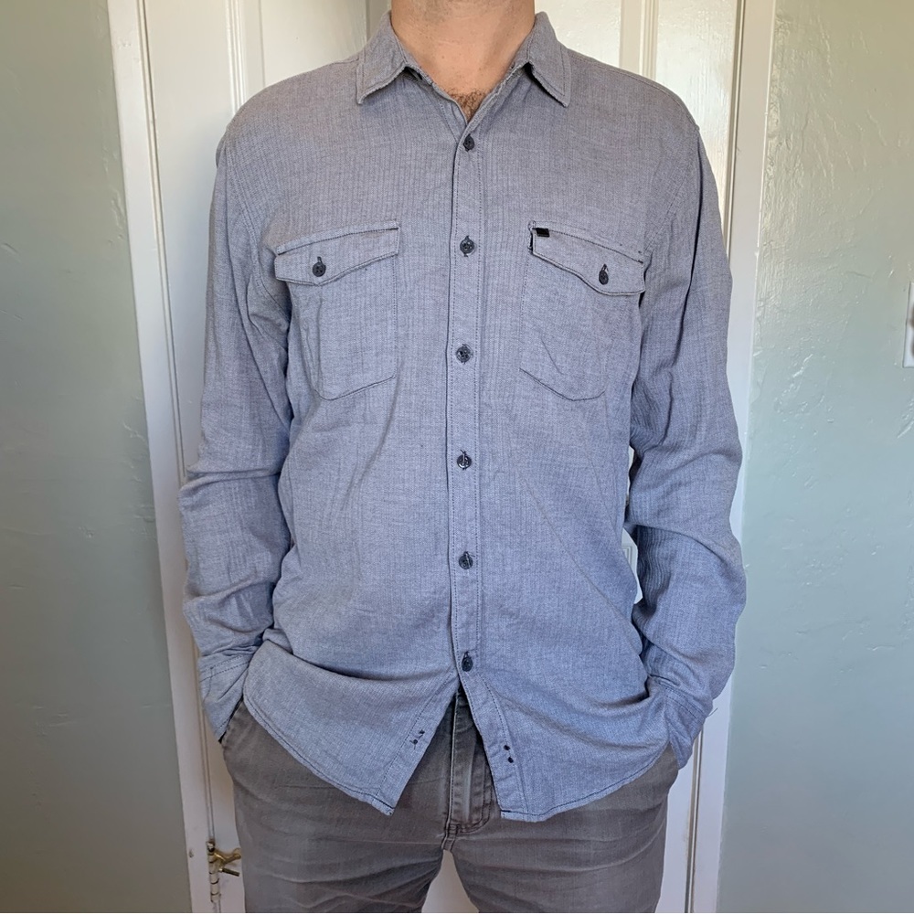 3/$20 KR3W men’s button up shirt, light blue, small